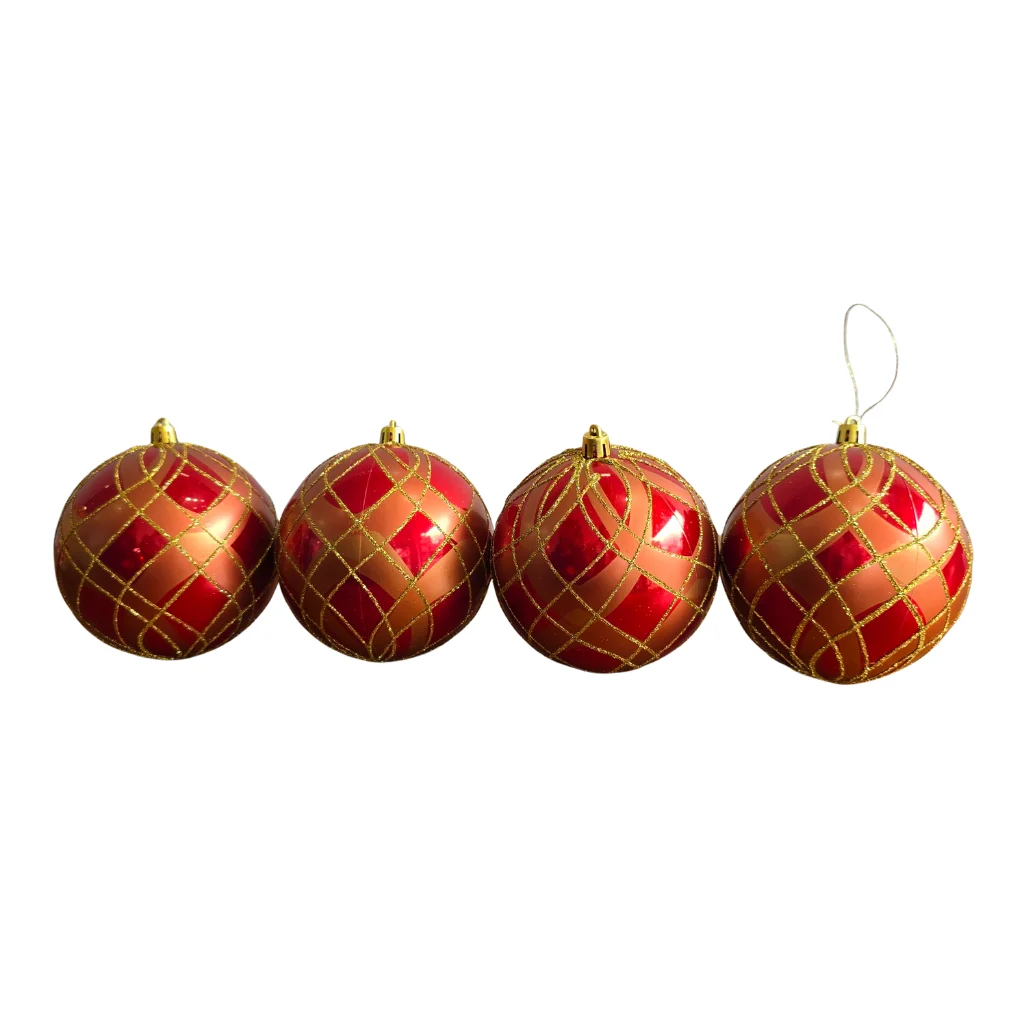 Jogo Bolas de Natal Trabalhadas - Fio Dourado 8 unid.